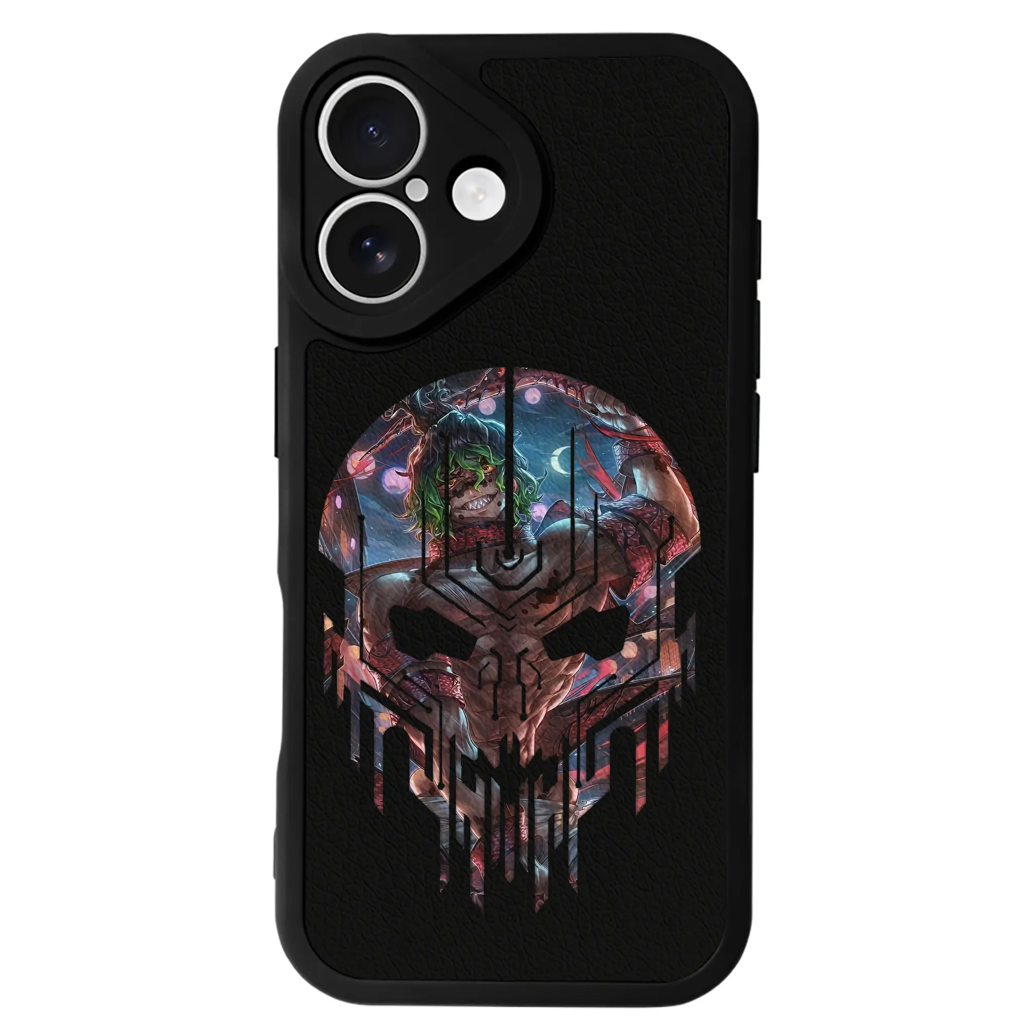 鬼滅の刃 グッズ,妓夫太郎 - IPhone 16シリーズ対応 ・ シリコンスマホケース ・ レザー調 ・ 高精度フィット ・ 耐衝撃 ・ ワイヤレス充電対応 ・ 精密カット